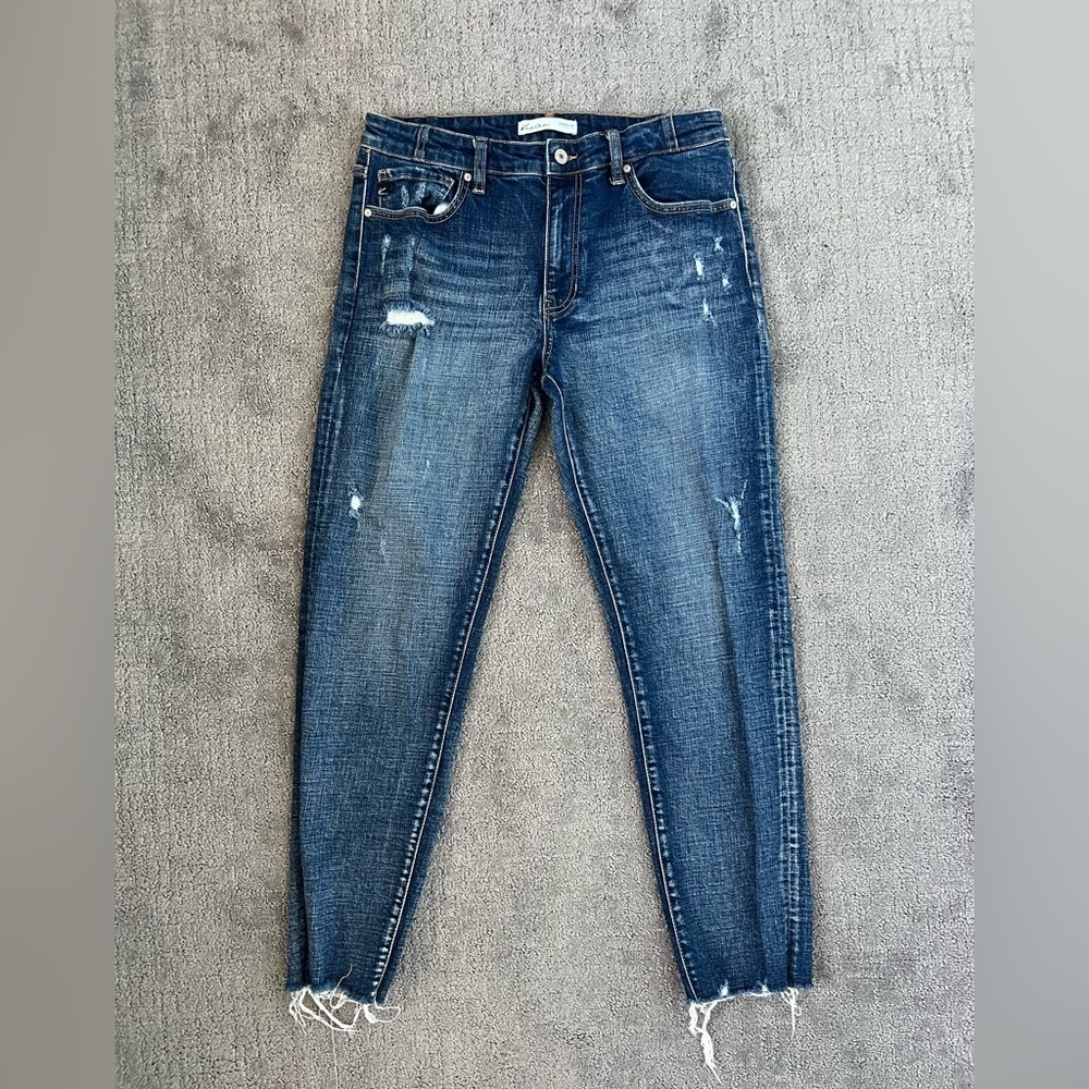 KanCan Distressed Hem Slim Fit Mid Rise Jeans